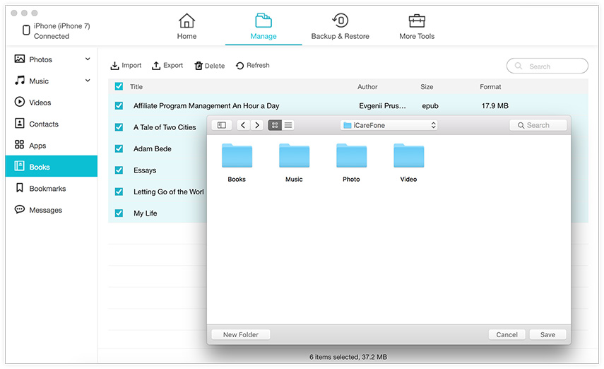 export ibooks from iphone to mac