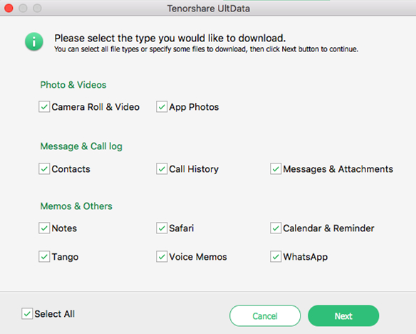 select icloud file types