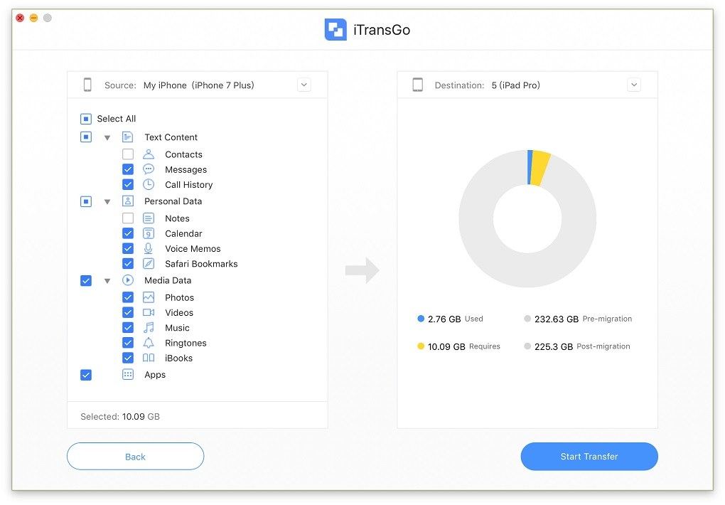 select data to transfer on mac