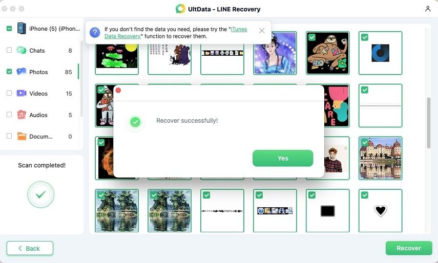 recover iTunes backup data -  UltData LINE Recovery guide