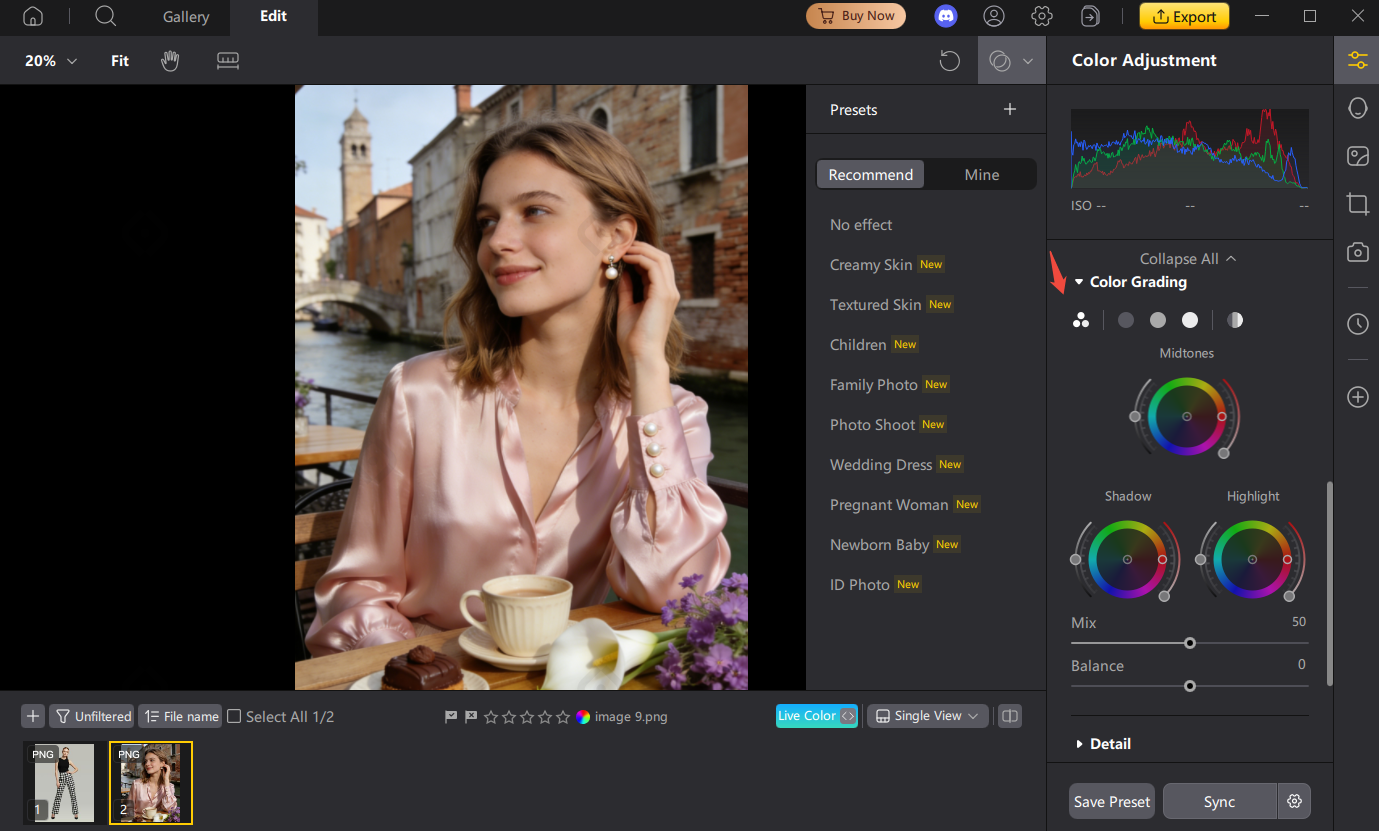 PixPretty color grading