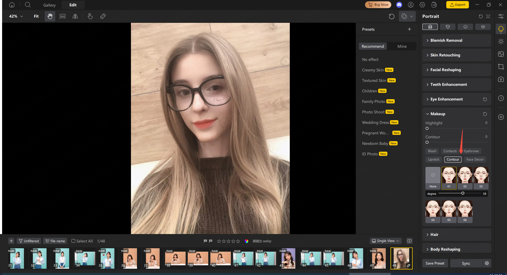 PixPretty Makeup Adjustment contour