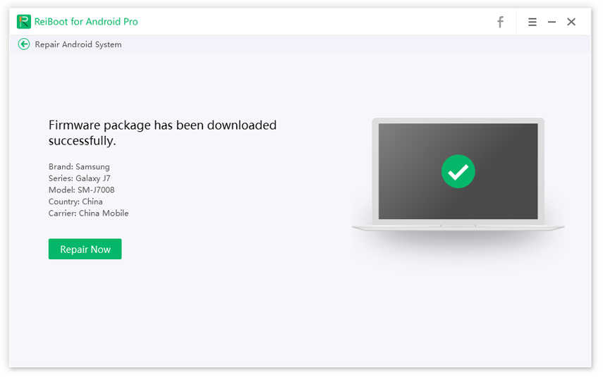  downloaded samsung firmware package and click repair now with tenorshare reiboot for android - guide