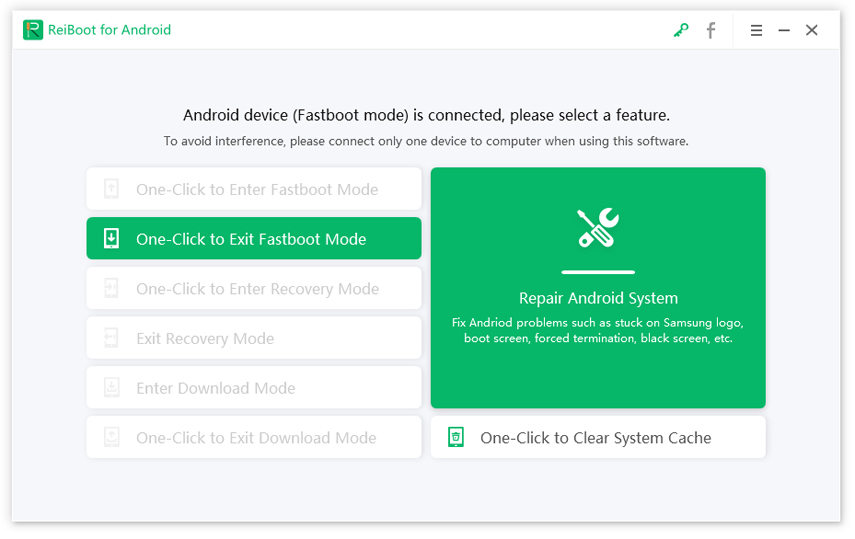 Tenroshare ReiBoot for Android one click to exit fastboot mode - guide