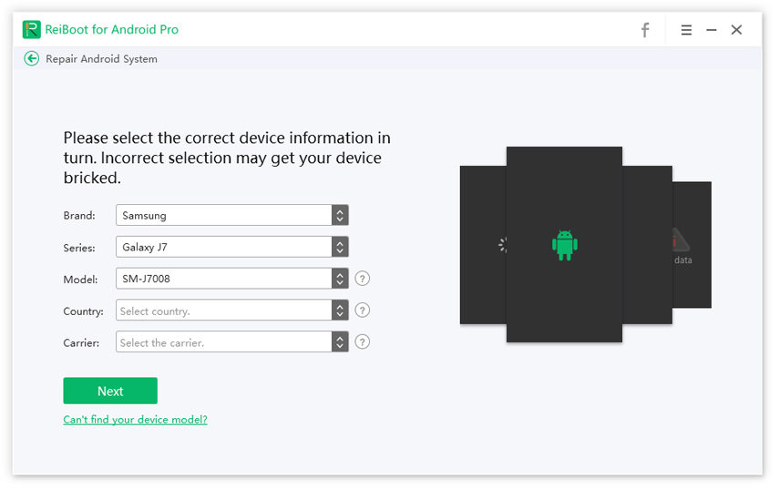 select device info on tenorshare reiboot for android - guide