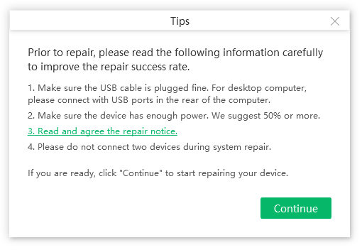 follow on-screen tips to improve the repair samsung succuess rate with tenorshare reiboot for android - guide