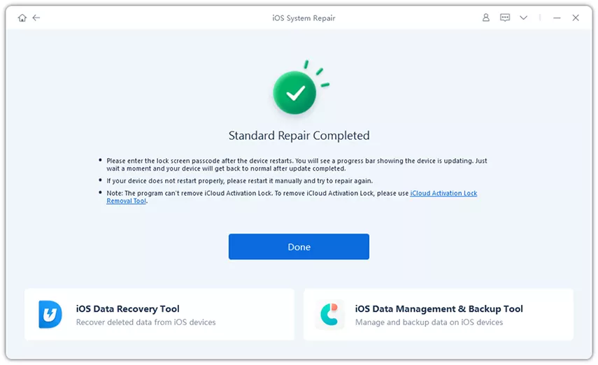 repair done successfully