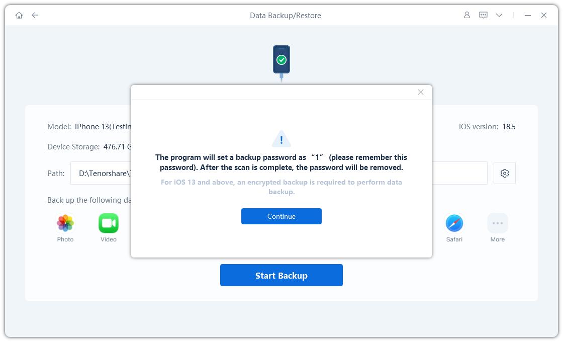 set a backup password