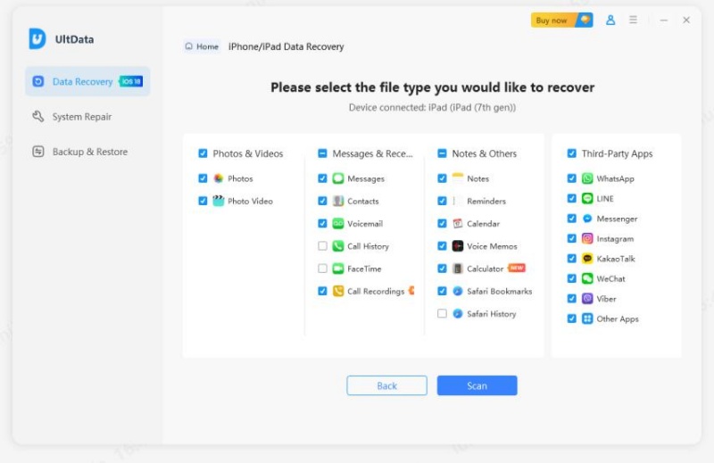  begin scanning for lost data