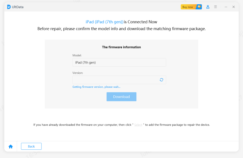 download firmware package to fix ios with UltData