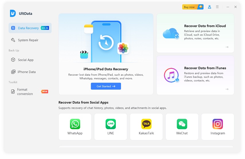 ios data recovery - step 1