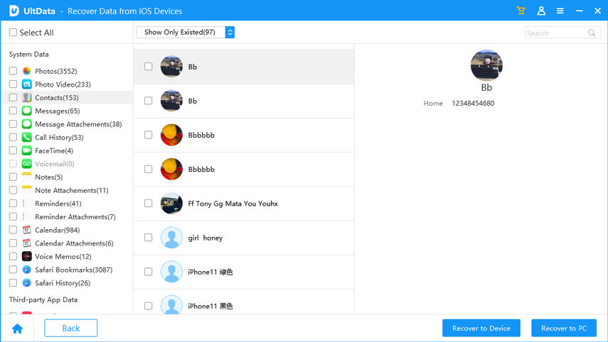 preview and recover contacts from iphone