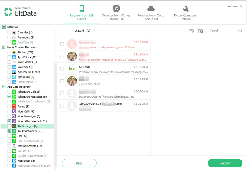 preview and recover kik messages