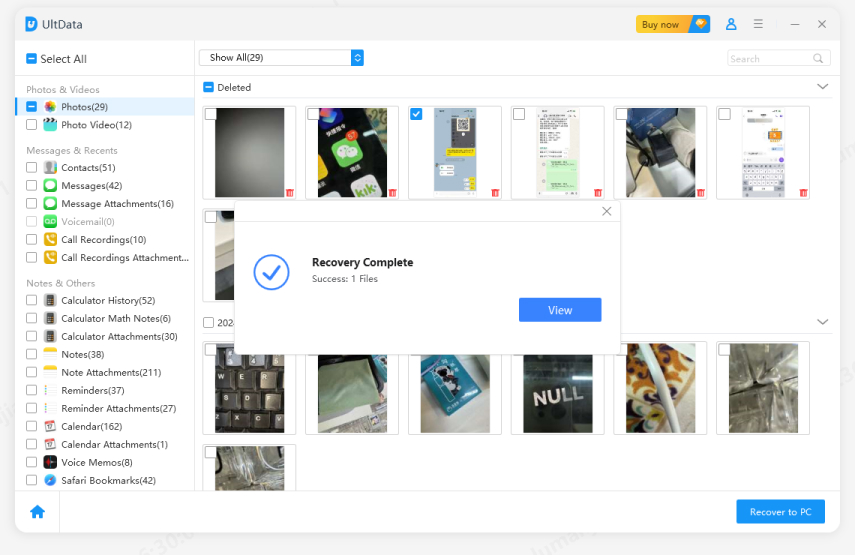 preview and recover data