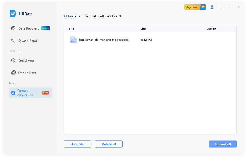 start convert epub to pdf