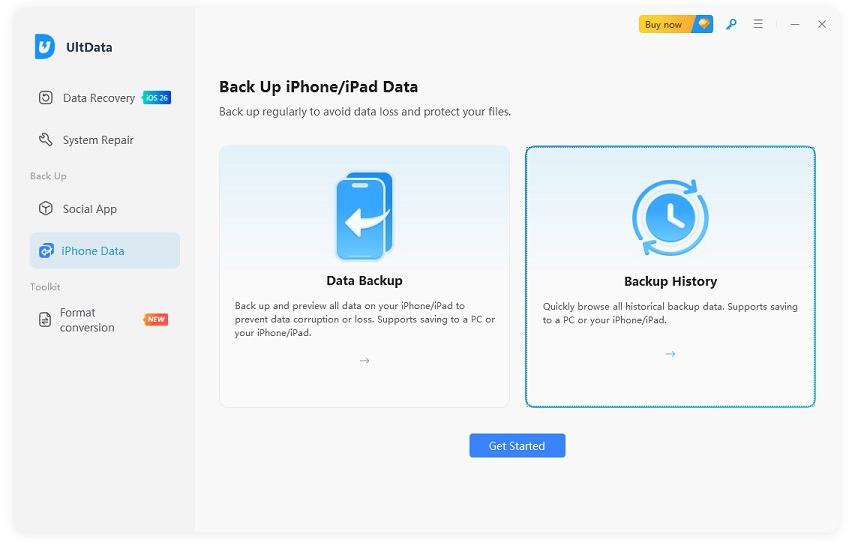 view and select iphone backup history