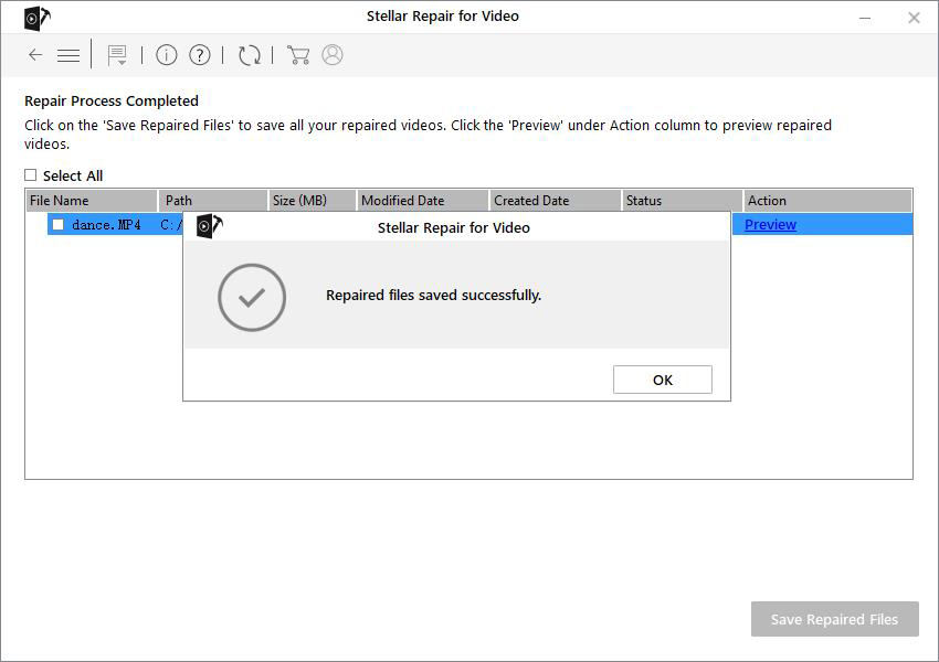 repair video successfully-step3