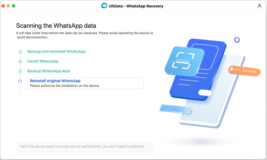 start scan lost ios data with UltData WhatsApp Recovery