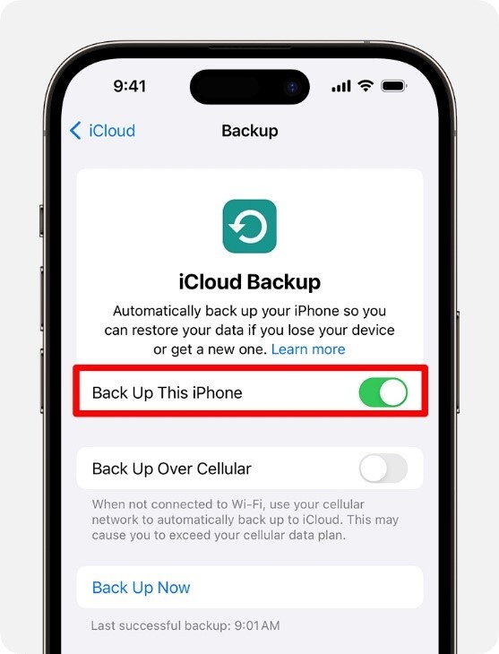 verifique o iCloud novamente se ele estiver ligado