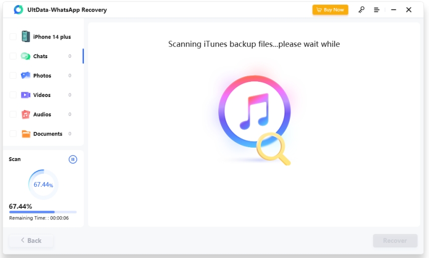 escanear la copia de seguridad de itunes - UltData guía de recuperación de datos de WhatsApp