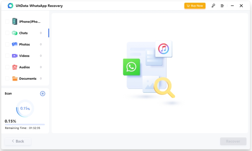 comience a escanear datos perdidos de ios - guía de recuperación WhatsApp