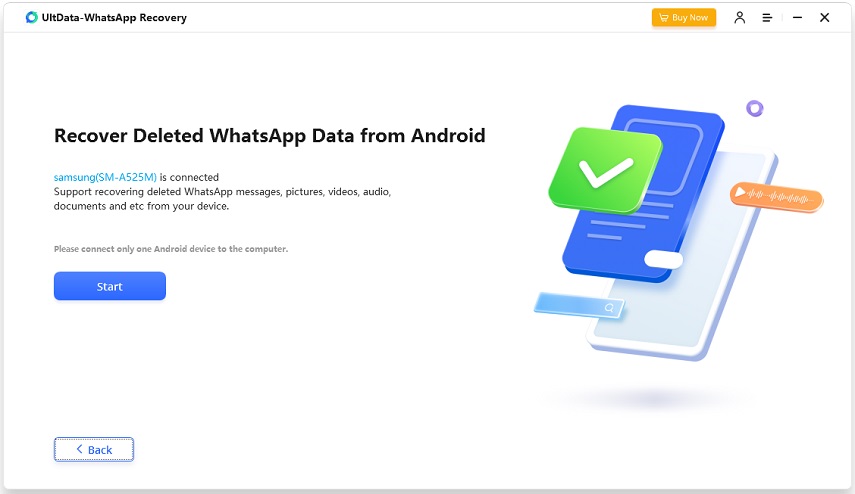 cómo recuperar mensajes eliminados de WhatsApp en Android con ultdata whatsapp recovery