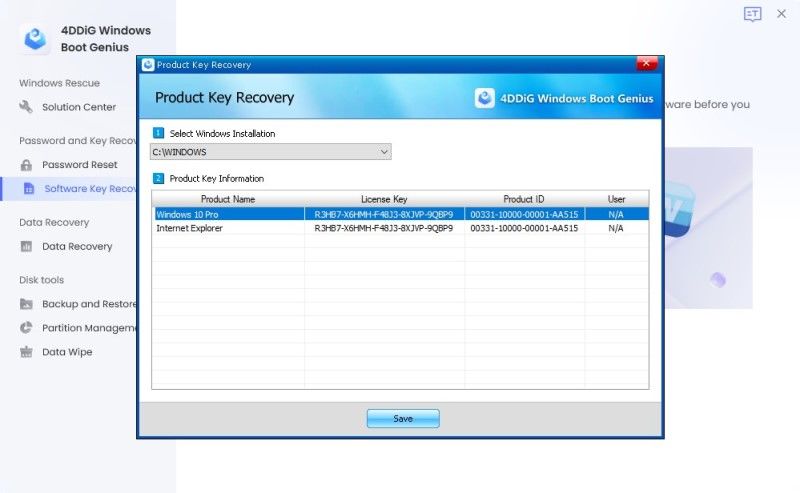 product key recovery