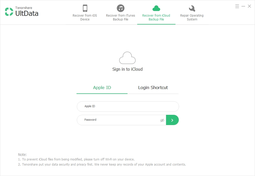 log into icloud to retrieve lost videos on iPad Air