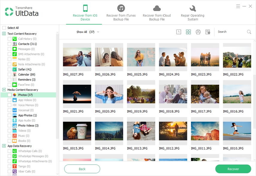 preview and recover data