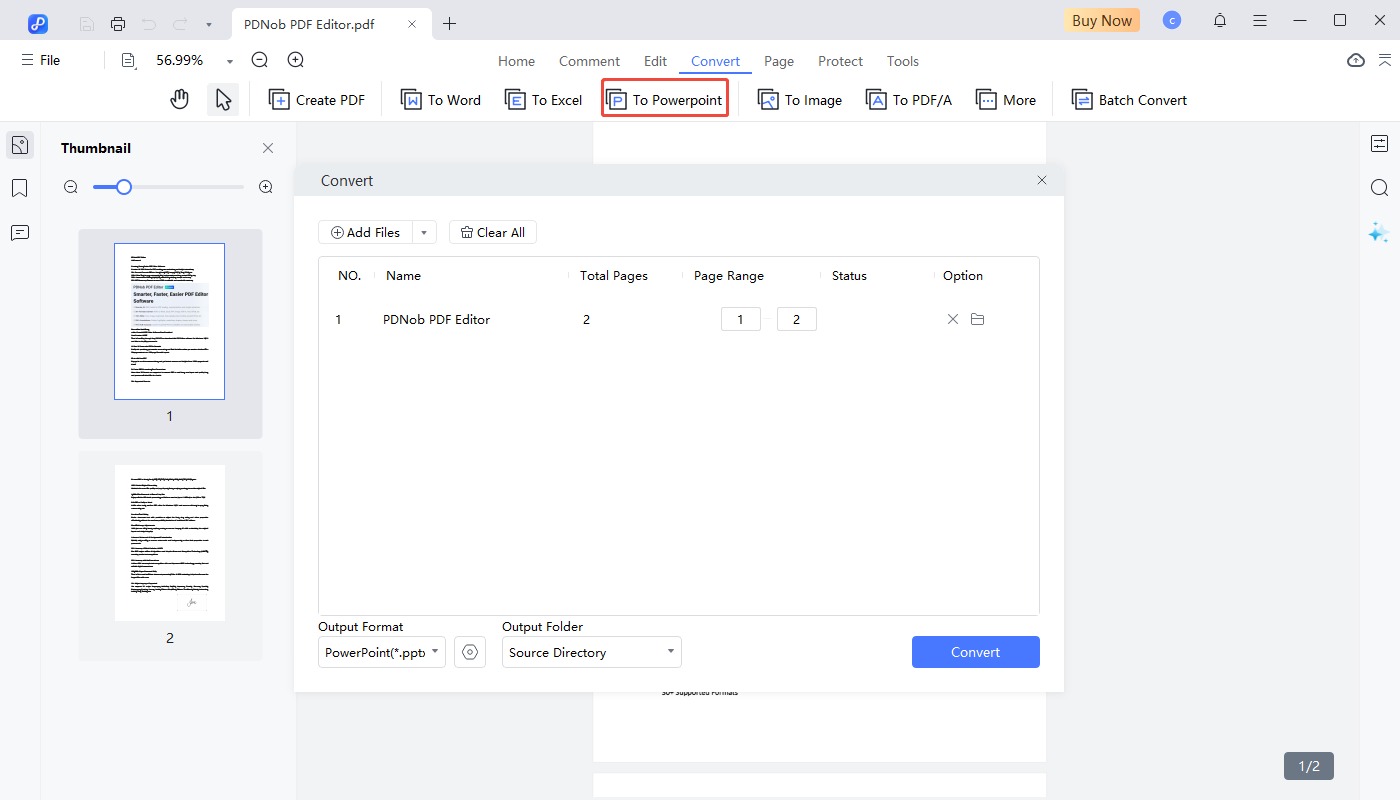 convert to powerpoint with pdnob pdf editor