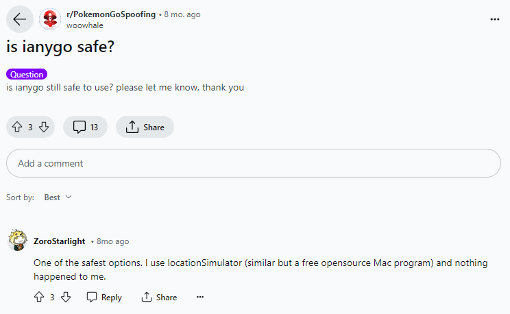iAnyGo Reddit comment 1