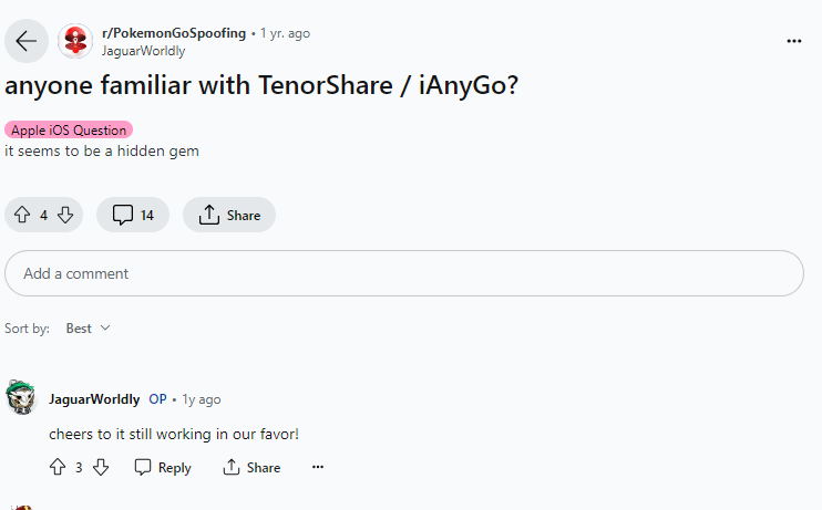 iAnyGo Reddit comment 3