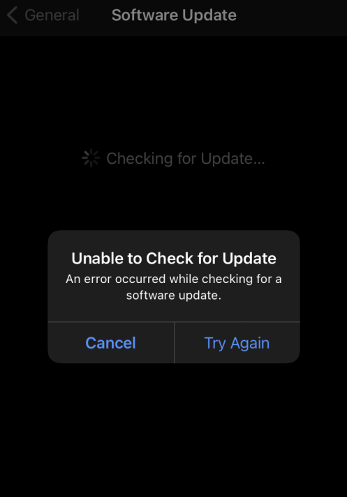 unable Check for Update