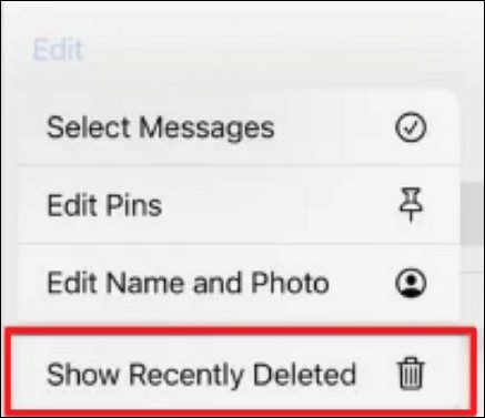 Klicken Sie auf Kürzlich gelöschte anzeigen