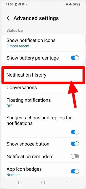 open notification history