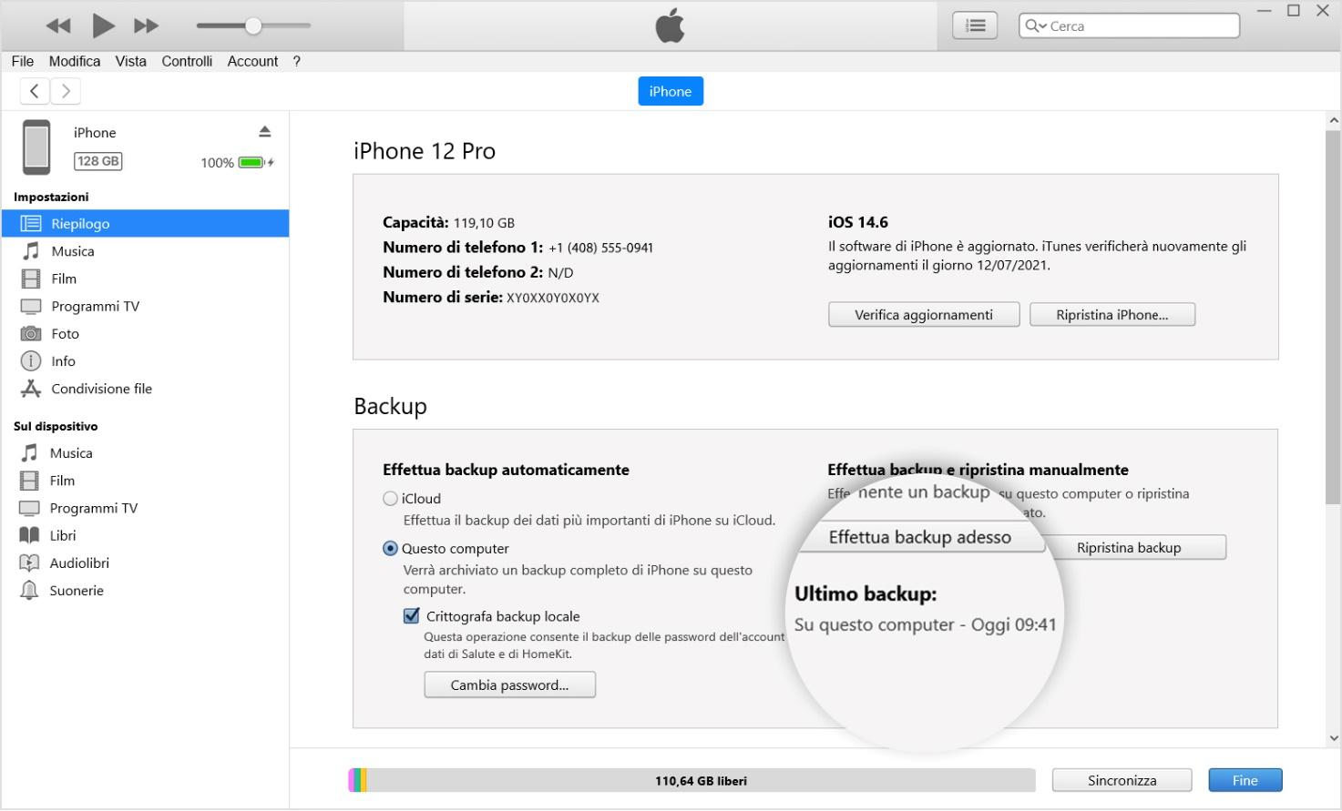 Recuperare i file dal backup di iTunes
