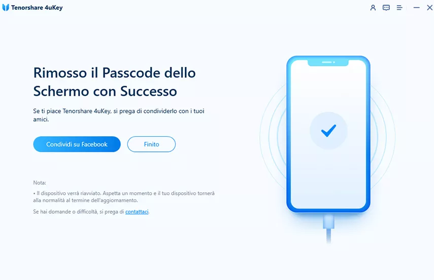 rimosso il codice dell'iphone con successo