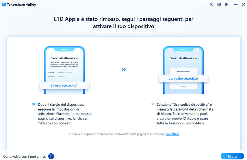 Rimozione l’ID Apple riuscita