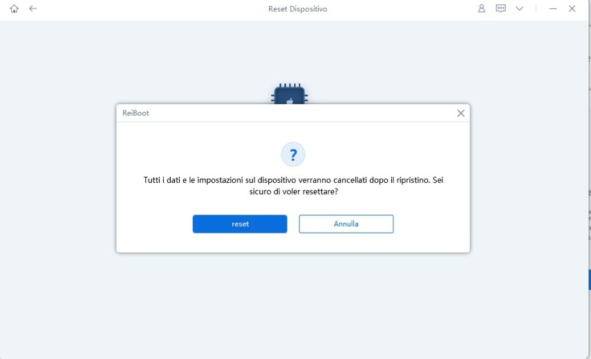 confrim to reset device with factory reset