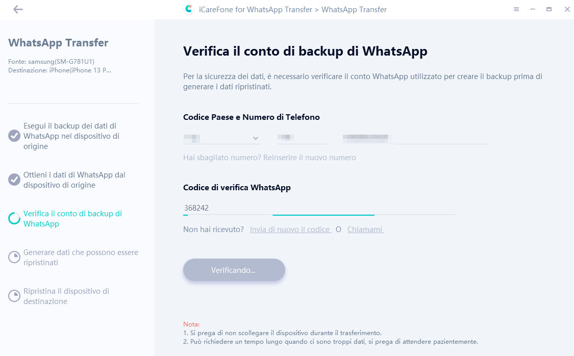 trasferire il backup di WhatsApp da Android su iPhone