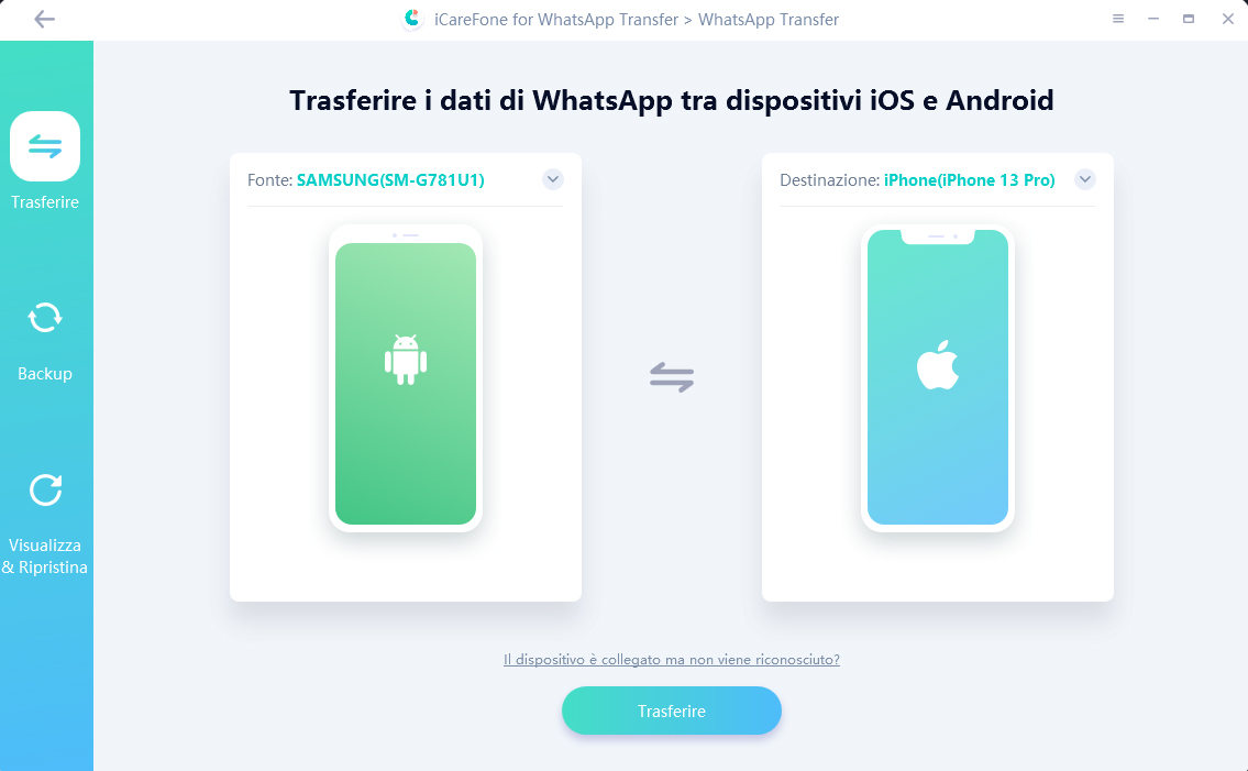 Trasferire WhatsApp tra iPhone e Android