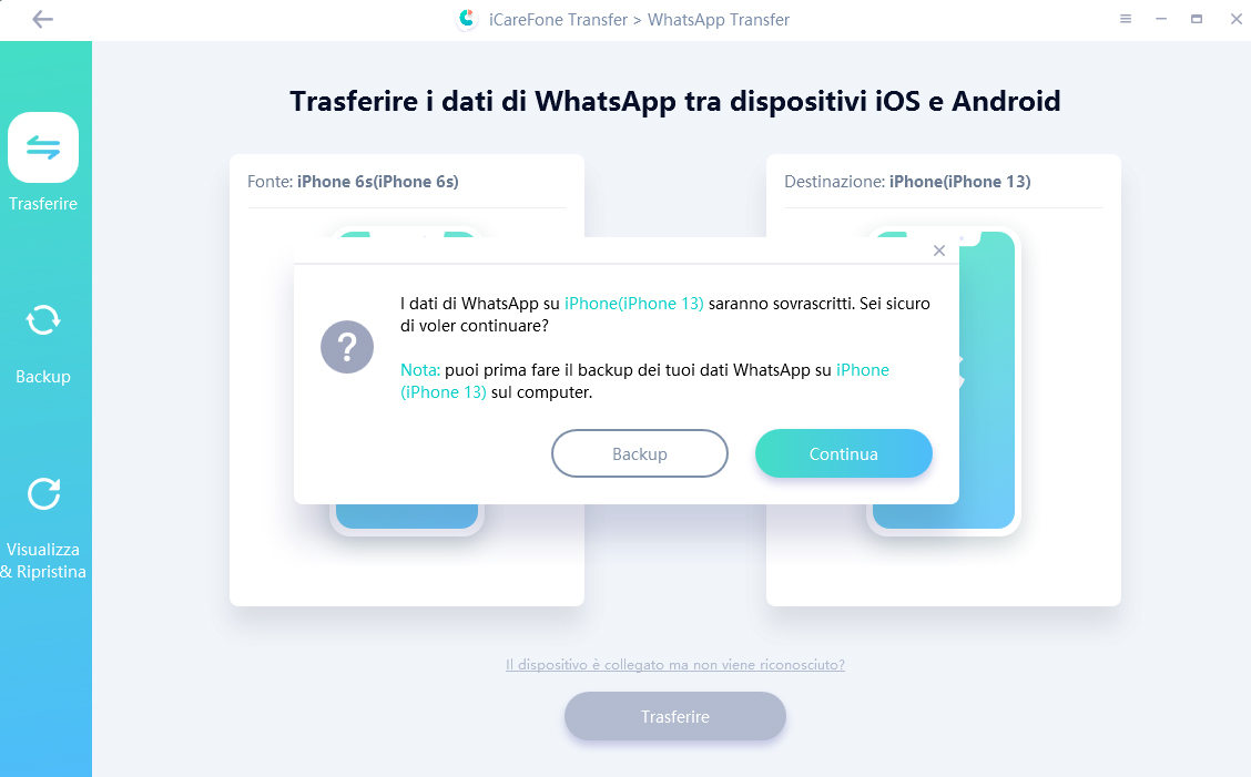 assicurati di aver effettuato l'accesso a whatsapp con icarefone