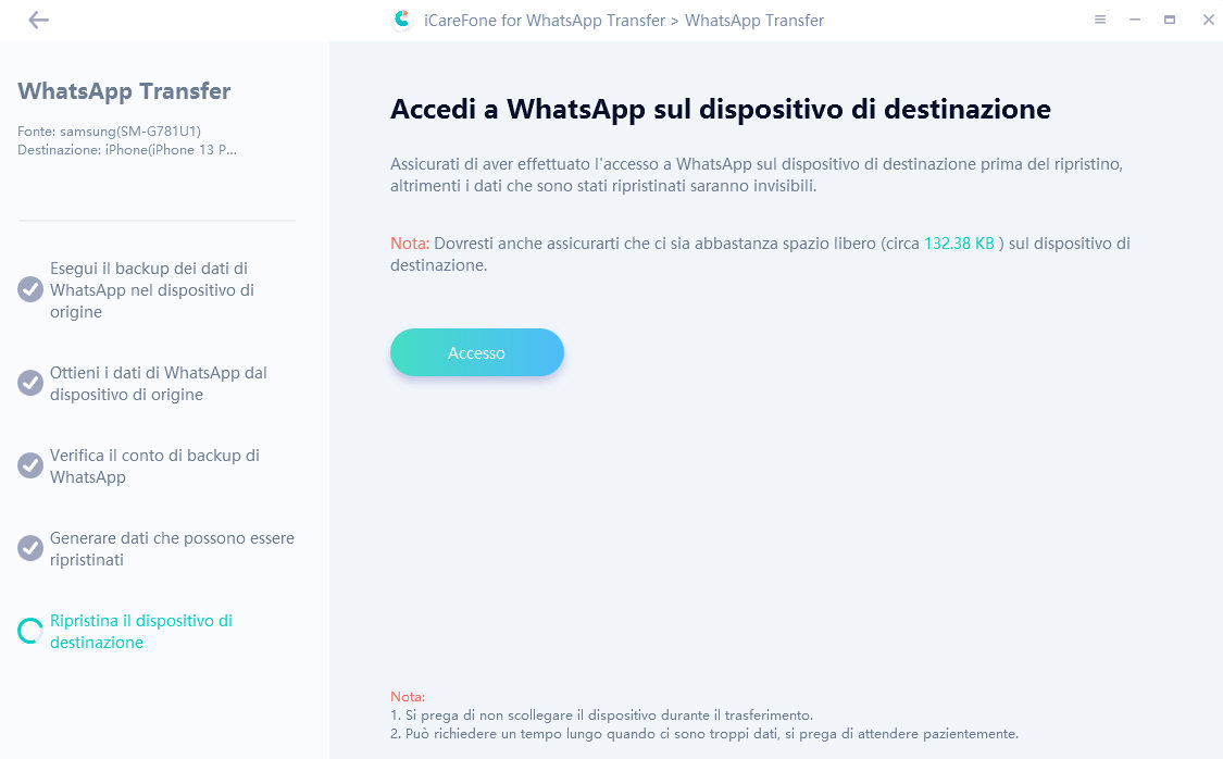 trasferire il backup di WhatsApp da Android su iPhone