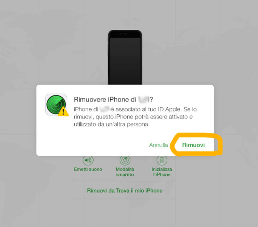 rimuovi iphone