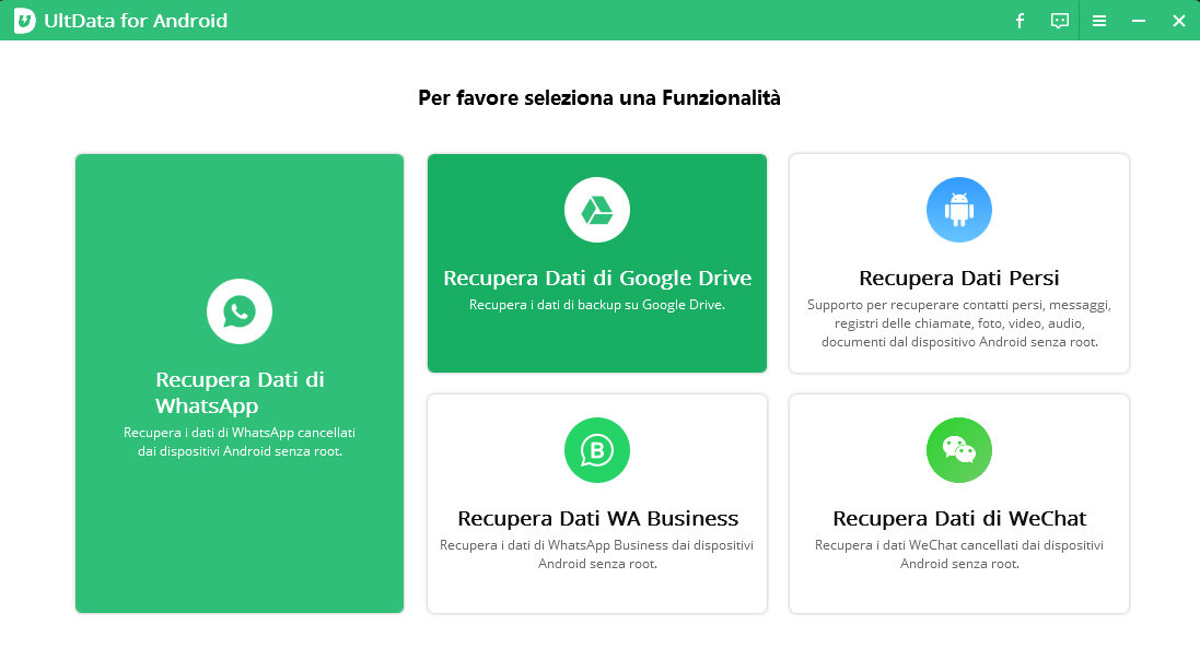 la migliore app di recupero whatsapp è ultdata per Android