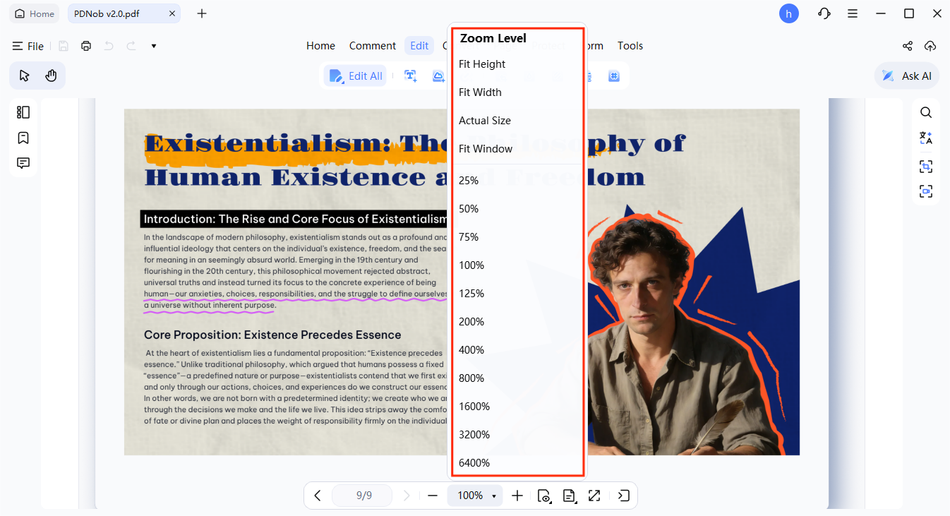 configuración de zoom y visualización de pdf