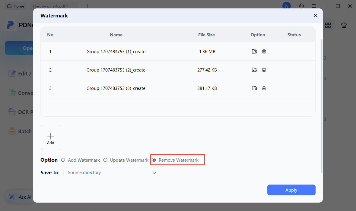 eliminar marca de agua por lotes en pdf