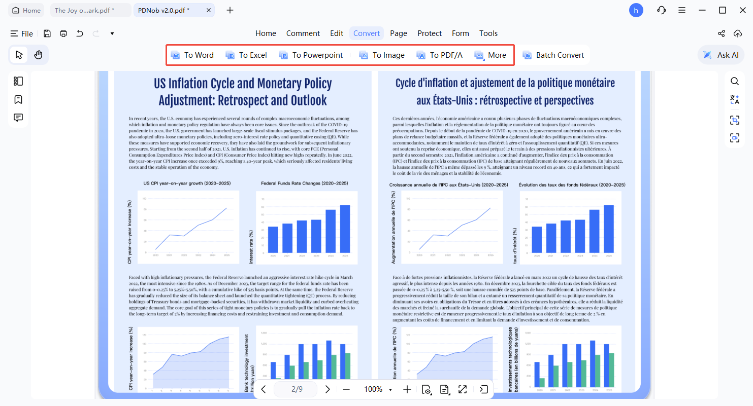 configuración de la barra de herramientas de conversión