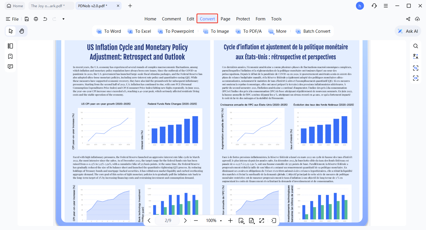 barra de herramientas de conversión