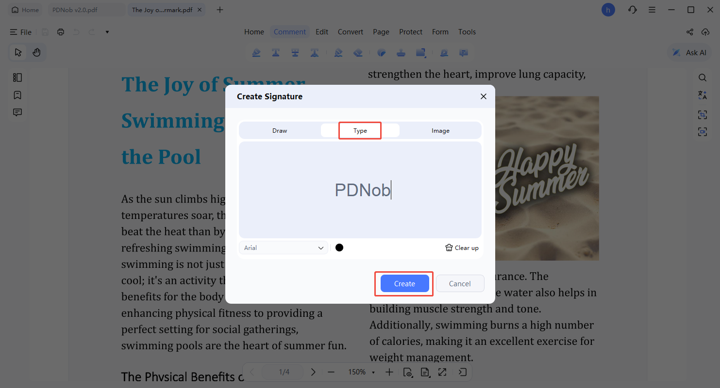 crear firma escribiendo